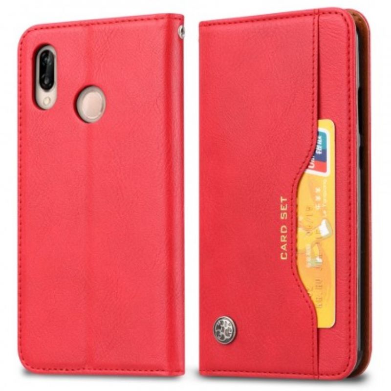 Cover Huawei Y7 2019 Flip Cover Faux Læder Kortholder