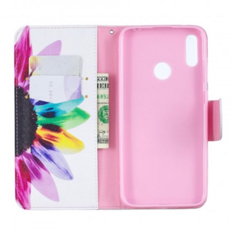 Flip Cover Huawei Y7 2019 Akvarelblomst