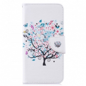 Flip Cover Huawei Y7 2019 Blomstret Træ