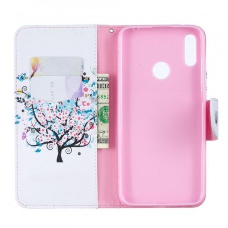 Flip Cover Huawei Y7 2019 Blomstret Træ