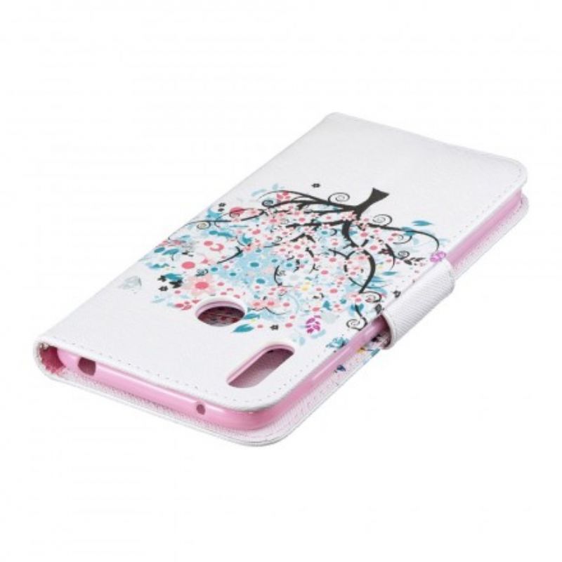 Flip Cover Huawei Y7 2019 Blomstret Træ