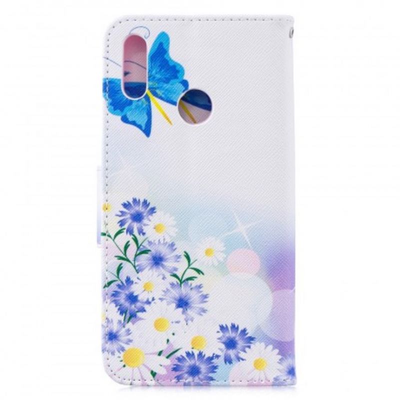 Flip Cover Huawei Y7 2019 Malede Sommerfugle Og Blomster