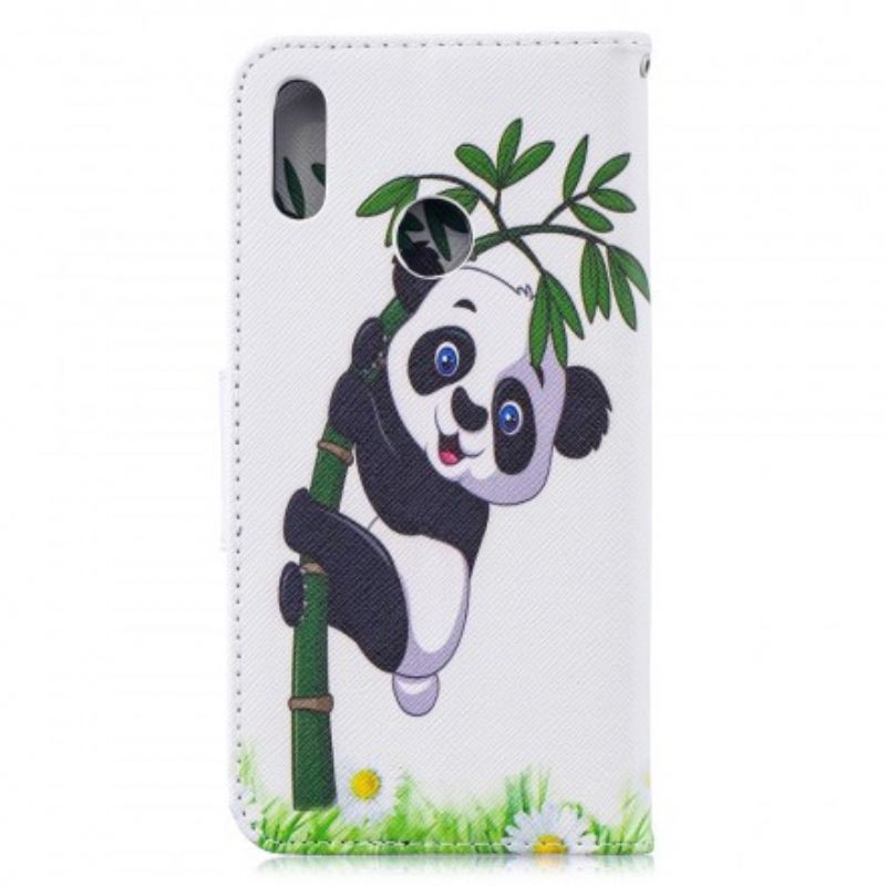 Flip Cover Huawei Y7 2019 Panda På Bambus