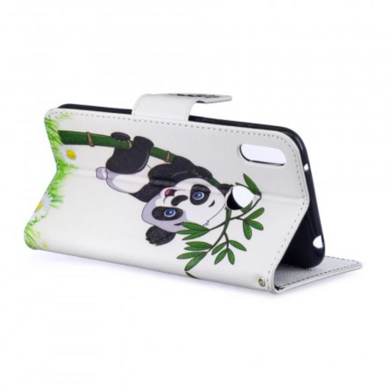 Flip Cover Huawei Y7 2019 Panda På Bambus