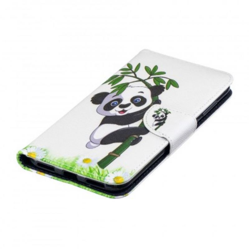 Flip Cover Huawei Y7 2019 Panda På Bambus