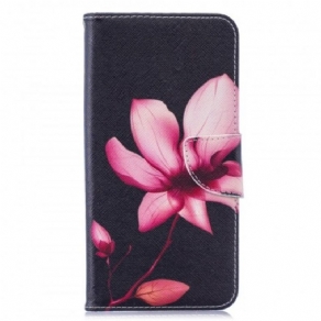 Flip Cover Huawei Y7 2019 Pink Blomst