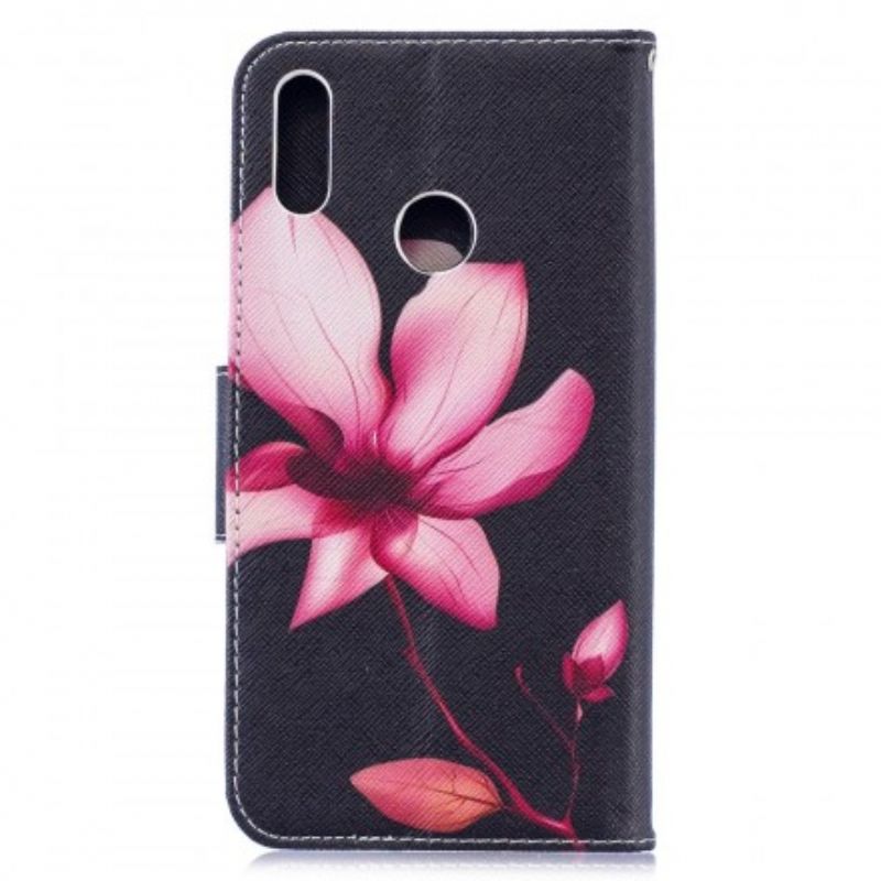 Flip Cover Huawei Y7 2019 Pink Blomst