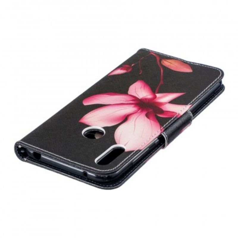 Flip Cover Huawei Y7 2019 Pink Blomst