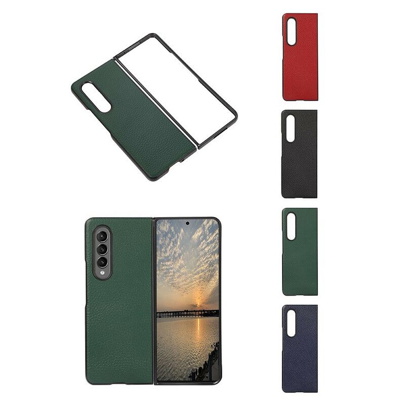 Cover Samsung Galaxy Z Fold 3 5G Ægte Litchi-læder