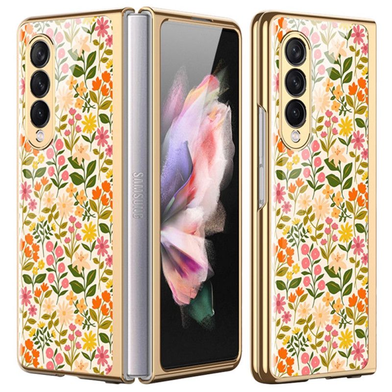 Cover Samsung Galaxy Z Fold 3 5G Blomstret Hærdet Glas