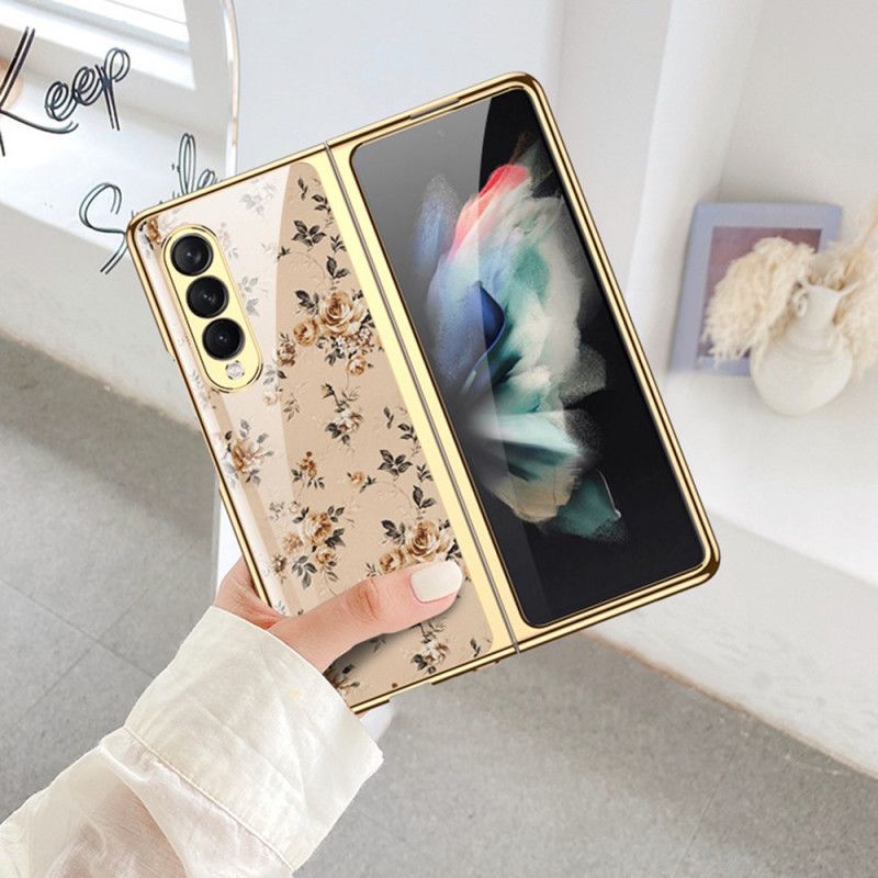 Cover Samsung Galaxy Z Fold 3 5G Blomstret Hærdet Glas