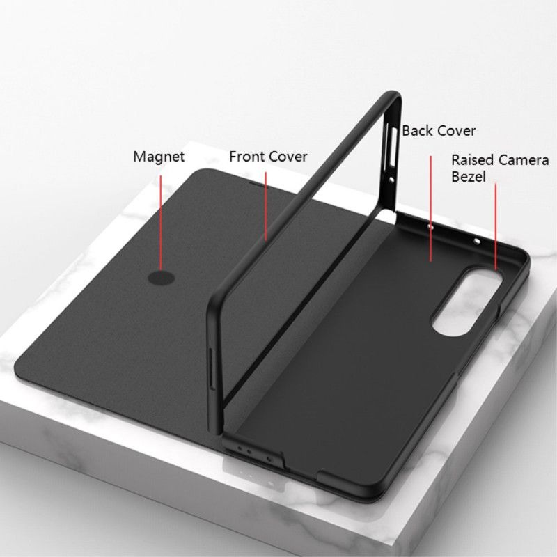 Cover Samsung Galaxy Z Fold 3 5G Flip Cover Carbon Fiber Stylus Holder