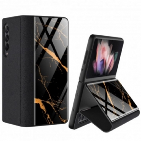 Cover Samsung Galaxy Z Fold 3 5G Flip Cover Gkk Marmor Hærdet Glas