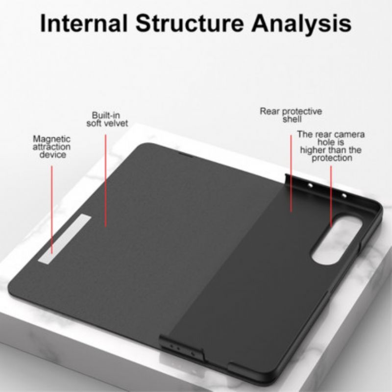 Cover Samsung Galaxy Z Fold 3 5G Flip Cover Gkk Vævet Hærdet Glas