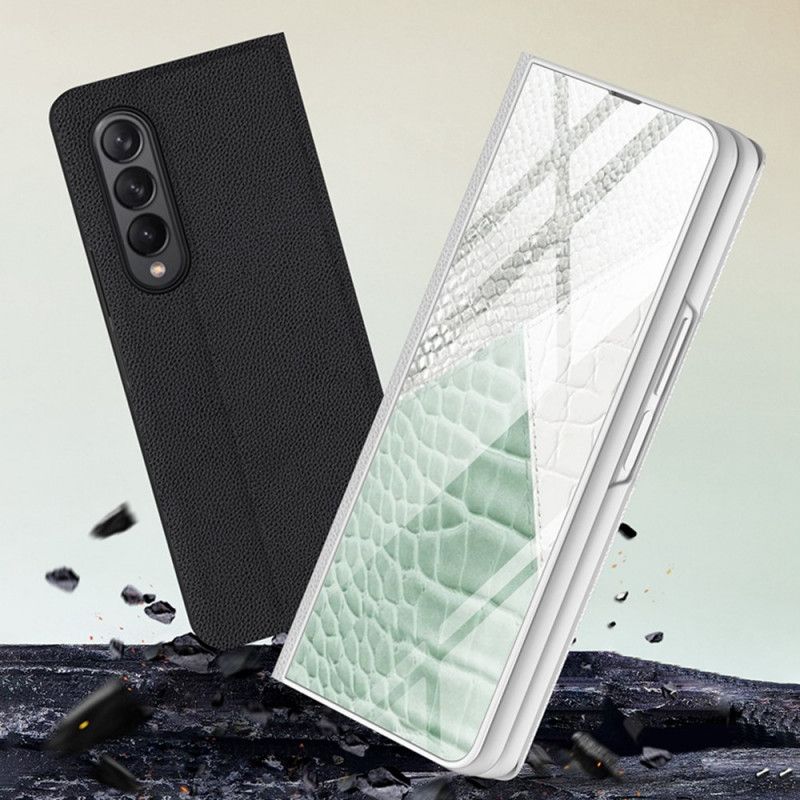 Cover Samsung Galaxy Z Fold 3 5G Flip Cover Leopard Hærdet Glas