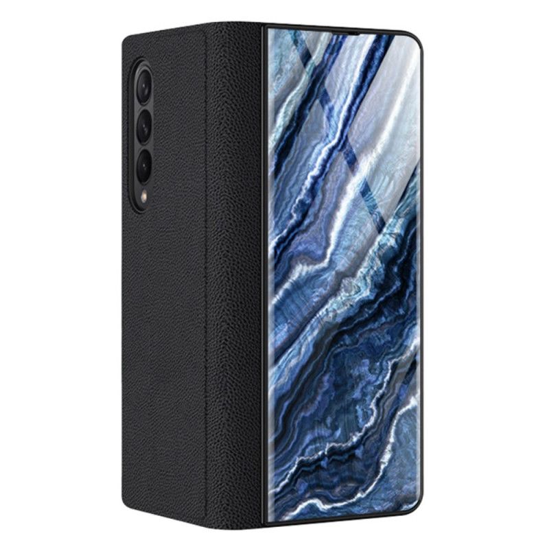 Cover Samsung Galaxy Z Fold 3 5G Flip Cover Marmor Hærdet Glas