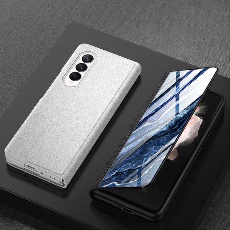 Cover Samsung Galaxy Z Fold 3 5G Flip Cover Marmor Hærdet Glas