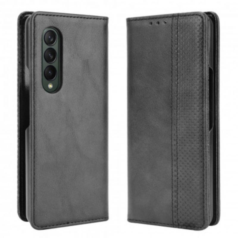 Cover Samsung Galaxy Z Fold 3 5G Flip Cover Styliseret Lædereffekt