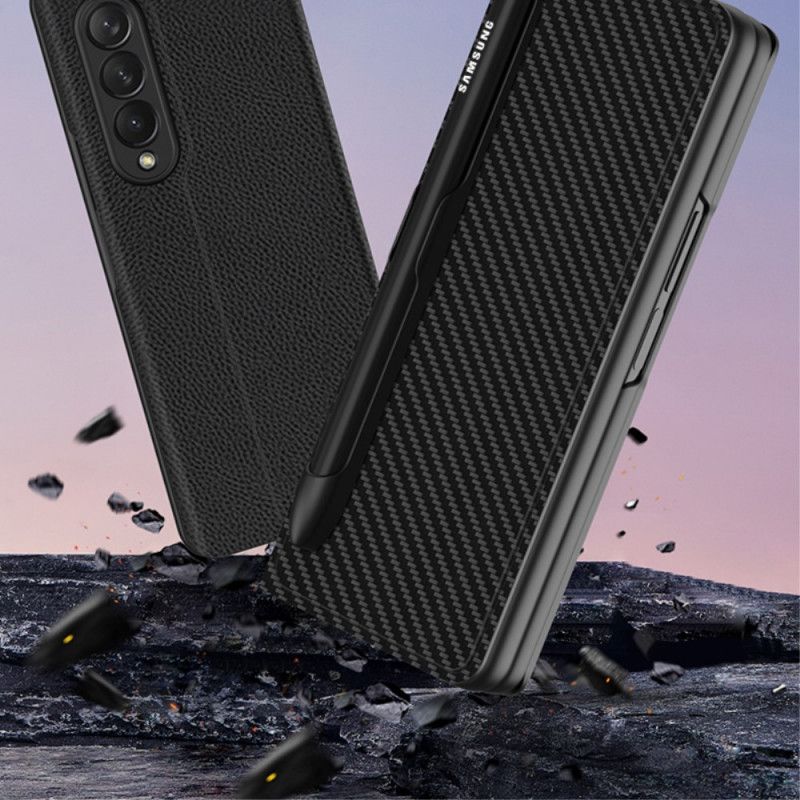 Cover Samsung Galaxy Z Fold 3 5G Flip Cover Stylusholder I Imiteret Læder