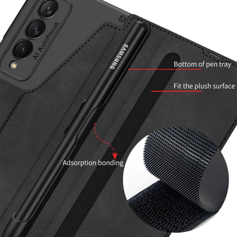 Cover Samsung Galaxy Z Fold 3 5G Flip Cover Stylusholder I Imiteret Læder Gkk