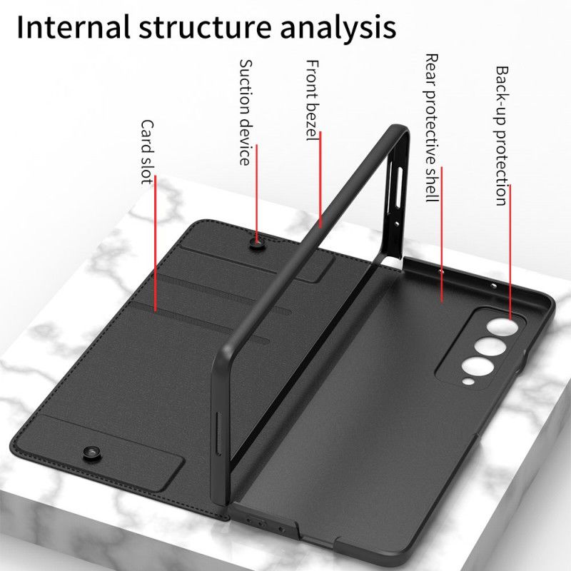 Cover Samsung Galaxy Z Fold 3 5G Flip Cover Stylusholder I Imiteret Læder Gkk