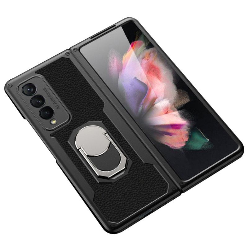 Cover Samsung Galaxy Z Fold 3 5G Litchi Læder Ring-støtte Gkk