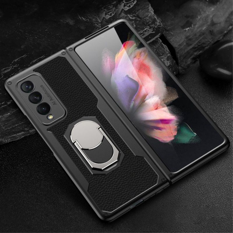 Cover Samsung Galaxy Z Fold 3 5G Litchi Læder Ring-støtte Gkk