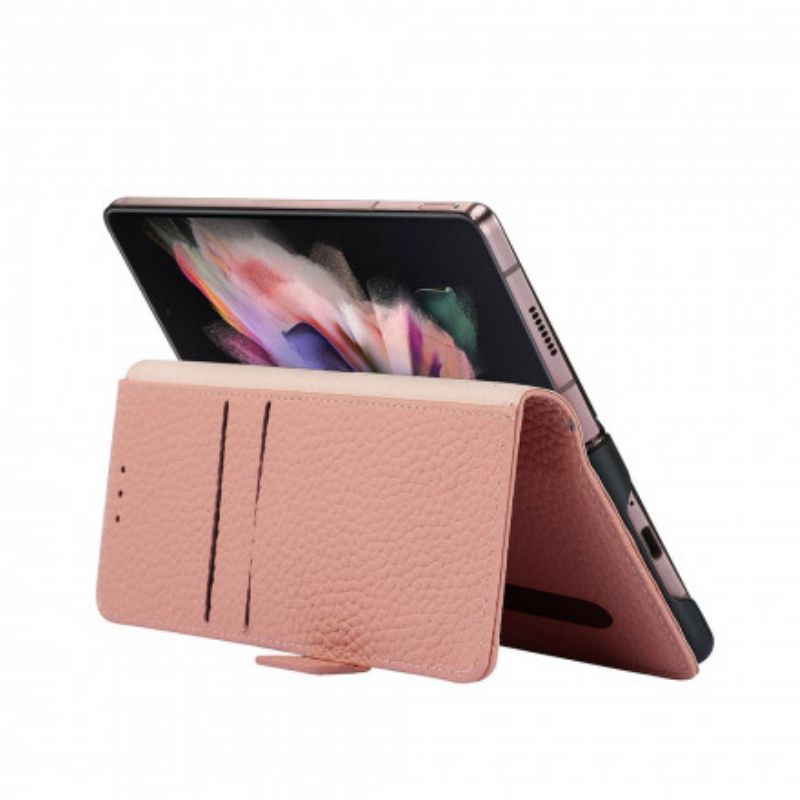 Flip Cover Samsung Galaxy Z Fold 3 5G Ægte Litchi-læder