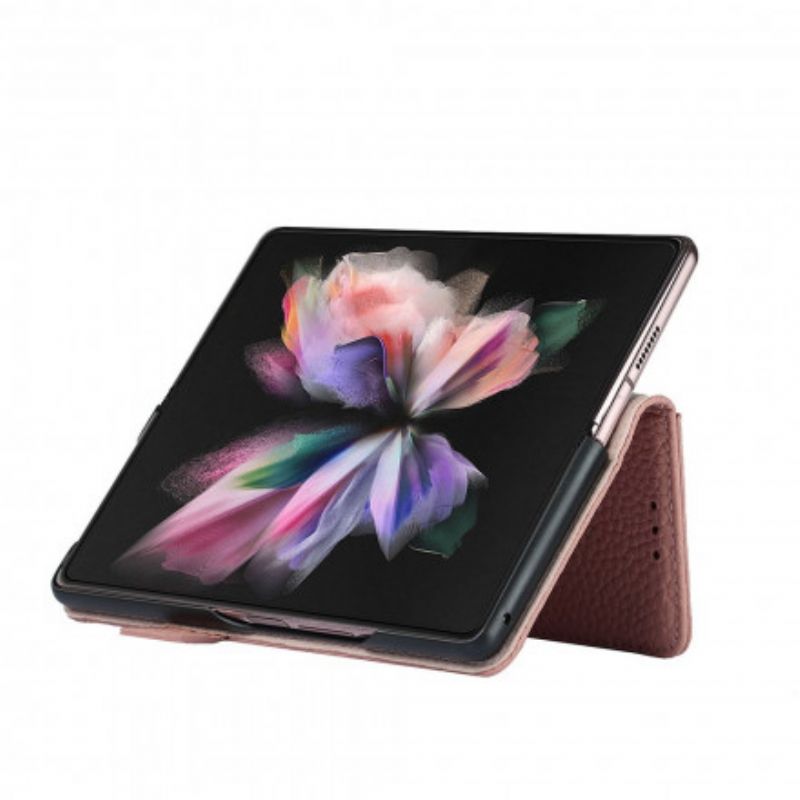 Flip Cover Samsung Galaxy Z Fold 3 5G Ægte Litchi-læder