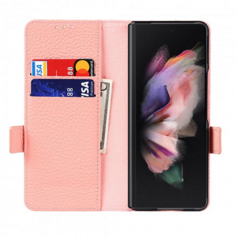 Flip Cover Samsung Galaxy Z Fold 3 5G Ægte Litchi-læder