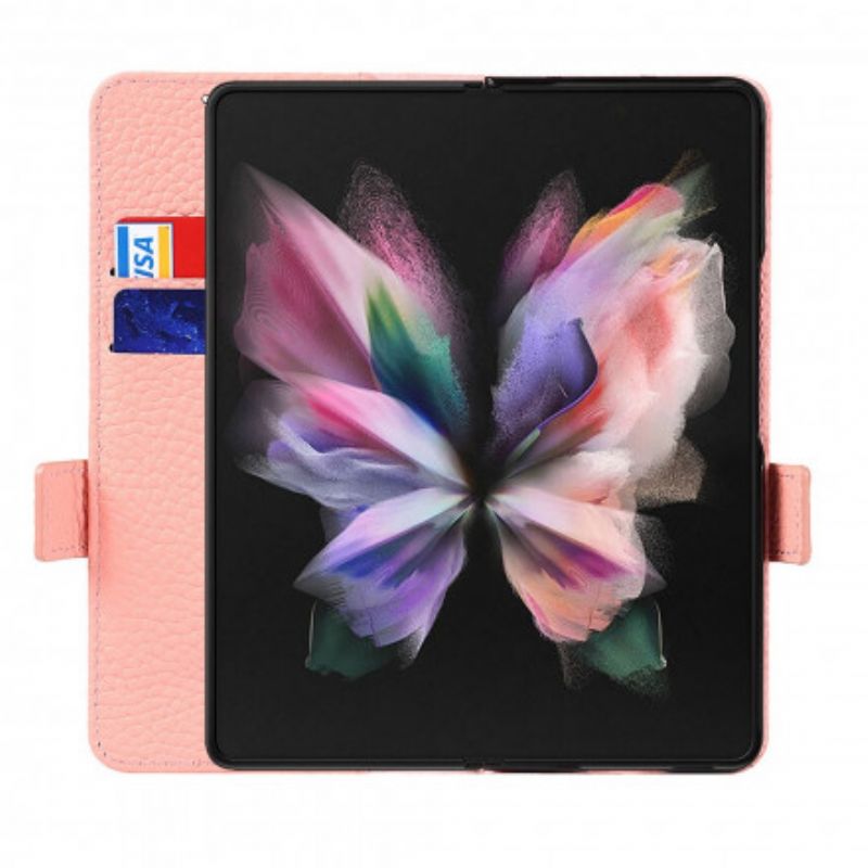 Flip Cover Samsung Galaxy Z Fold 3 5G Ægte Litchi-læder