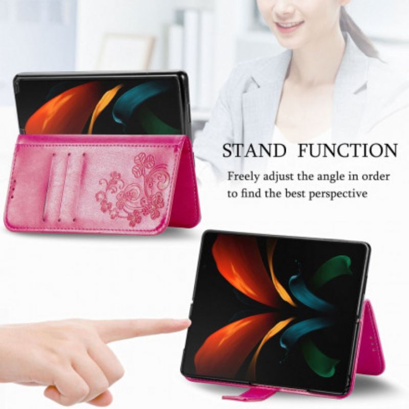 Flip Cover Samsung Galaxy Z Fold 3 5G Blomsterdesign Med Snor