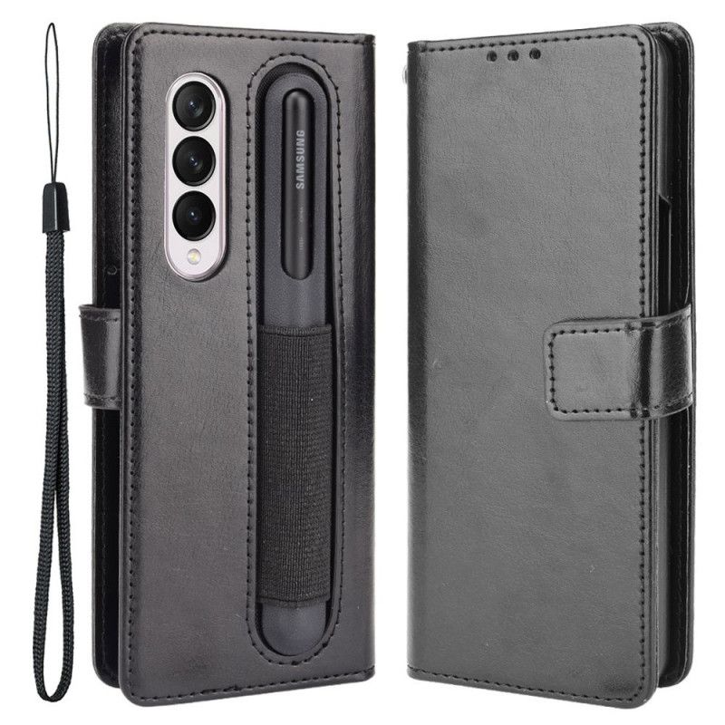 Flip Cover Samsung Galaxy Z Fold 3 5G Flashy Stylus Holder I Imiteret Læder