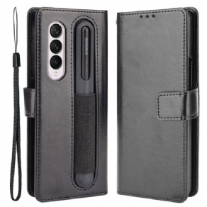 Flip Cover Samsung Galaxy Z Fold 3 5G Flashy Stylus Holder I Imiteret Læder