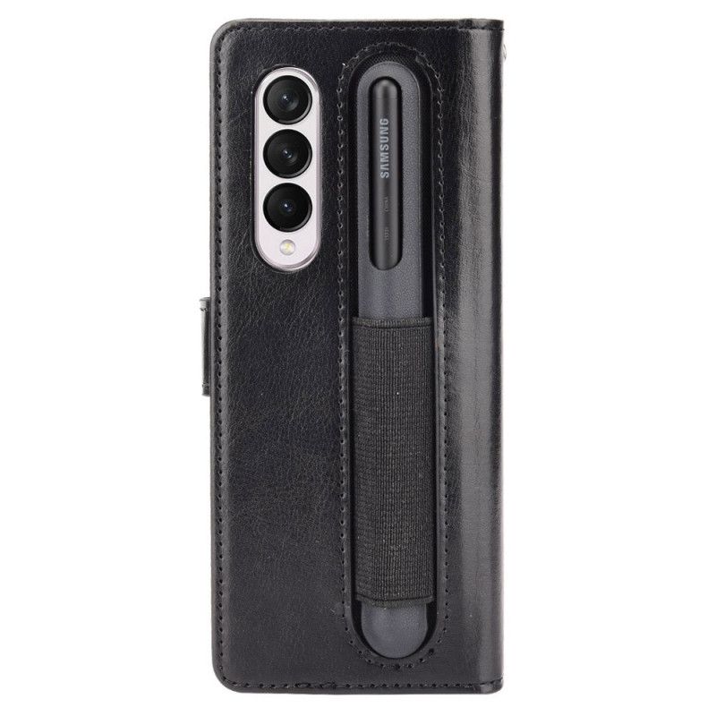 Flip Cover Samsung Galaxy Z Fold 3 5G Flashy Stylus Holder I Imiteret Læder