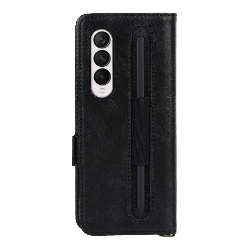 Flip Cover Samsung Galaxy Z Fold 3 5G Læder Cover Dobbelt Flap Penneholder