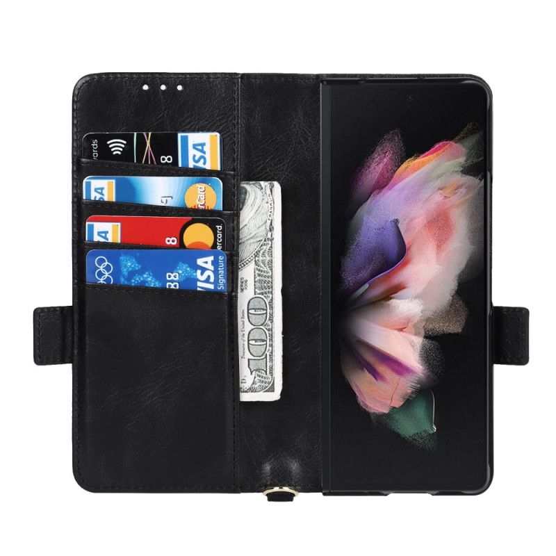 Flip Cover Samsung Galaxy Z Fold 3 5G Læder Cover Dobbelt Flap Penneholder