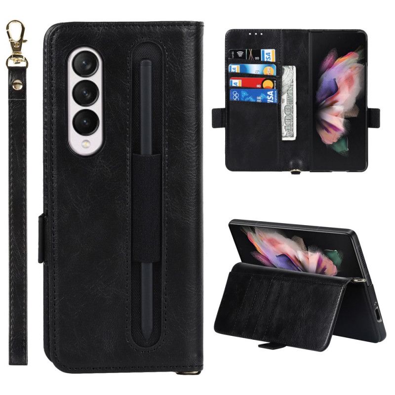 Flip Cover Samsung Galaxy Z Fold 3 5G Læder Cover Dobbelt Flap Penneholder