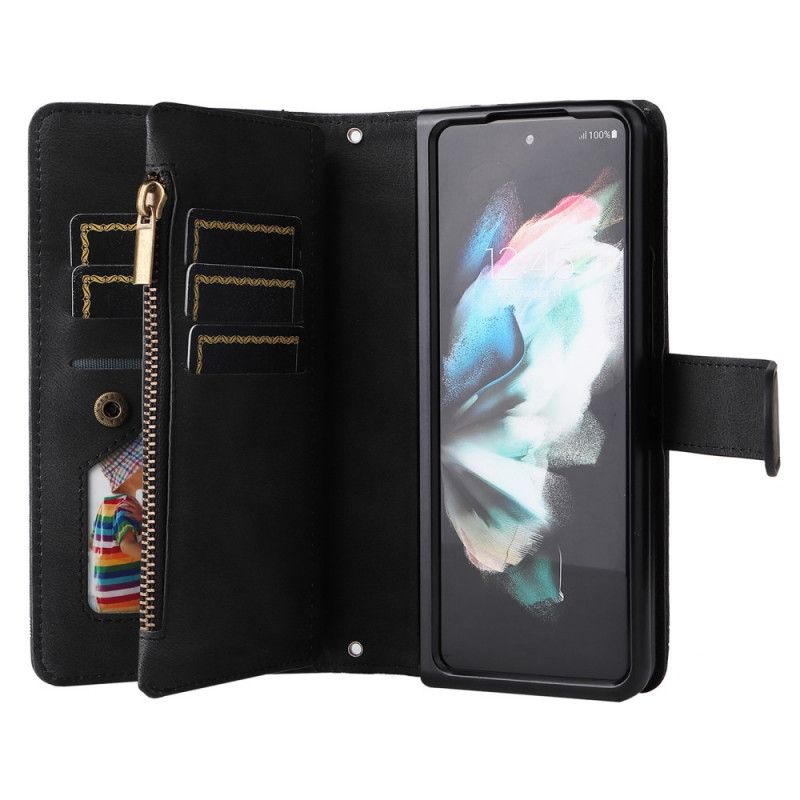 Flip Cover Samsung Galaxy Z Fold 3 5G Multi-funktion Nitte Og Snor