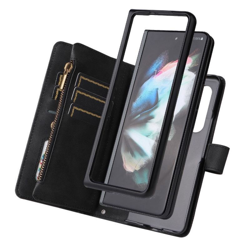 Flip Cover Samsung Galaxy Z Fold 3 5G Multi-funktion Nitte Og Snor