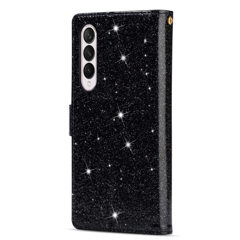 Flip Cover Samsung Galaxy Z Fold 3 5G Punge Etui Pailletter Lynlås Tegnebog