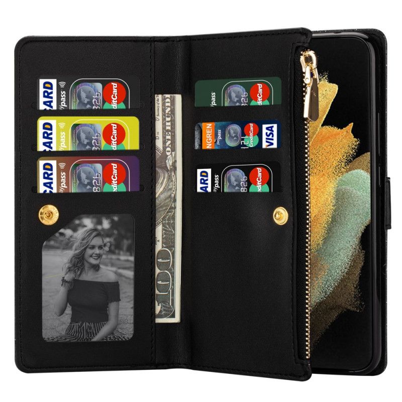 Flip Cover Samsung Galaxy Z Fold 3 5G Punge Etui Pailletter Lynlås Tegnebog