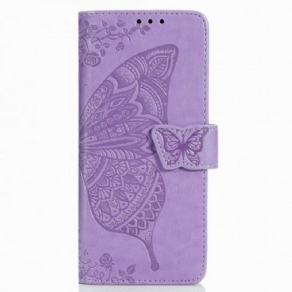 Læder Cover Samsung Galaxy Z Fold 3 5G Sommerfugledesign Med Snor