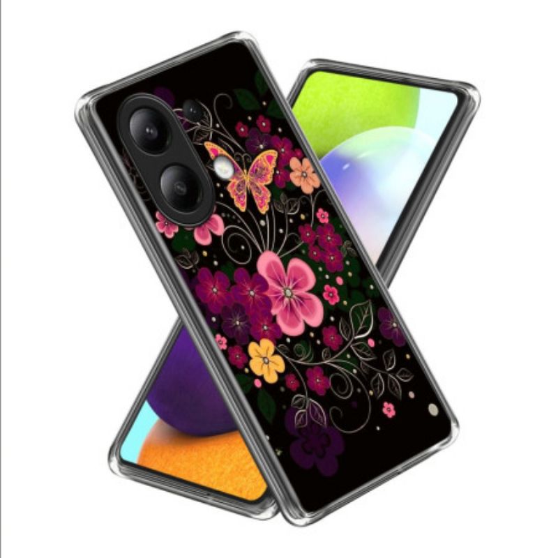 Cover Til Xiaomi Redmi Note 13 4g Blomster Og Sommerfugle