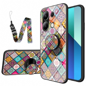 Cover Xiaomi Redmi Note 13 4g Telefon Etui Patchwork-støttering Og -strop