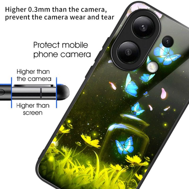 Cover Xiaomi Redmi Note 13 4g Telefon Etui Sommerfugleflaske Af Hærdet Glas