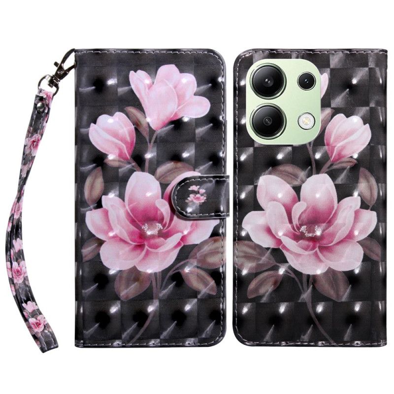 Flip Cover Til Xiaomi Redmi Note 13 4g Blomstrende Blomster Med Rem