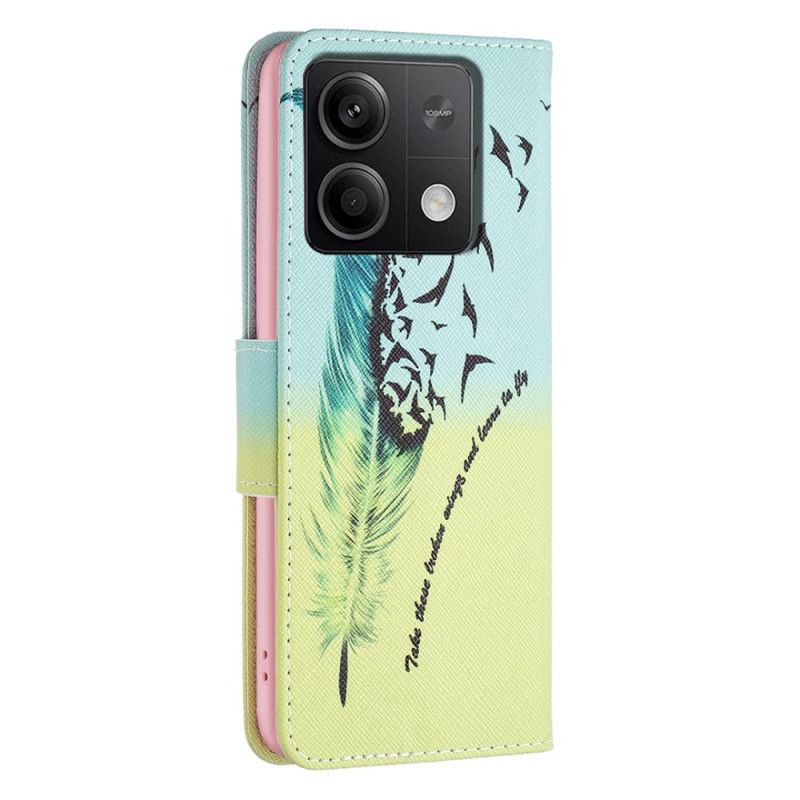 Flip Cover Til Xiaomi Redmi Note 13 4g Fjer Og Fugle