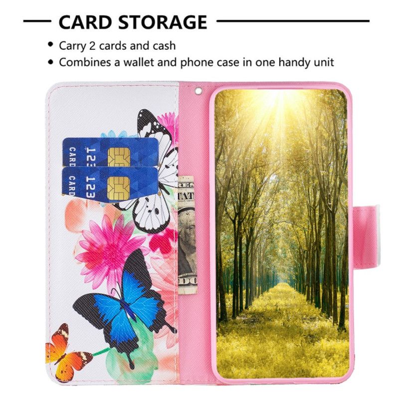 Flip Cover Xiaomi Redmi Note 13 4g Akvarel Sommerfugle