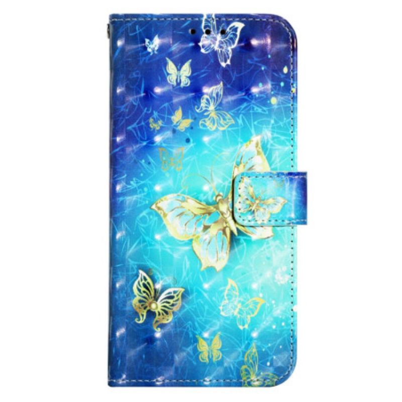 Flip Cover Xiaomi Redmi Note 13 4g Gyldne Sommerfugle